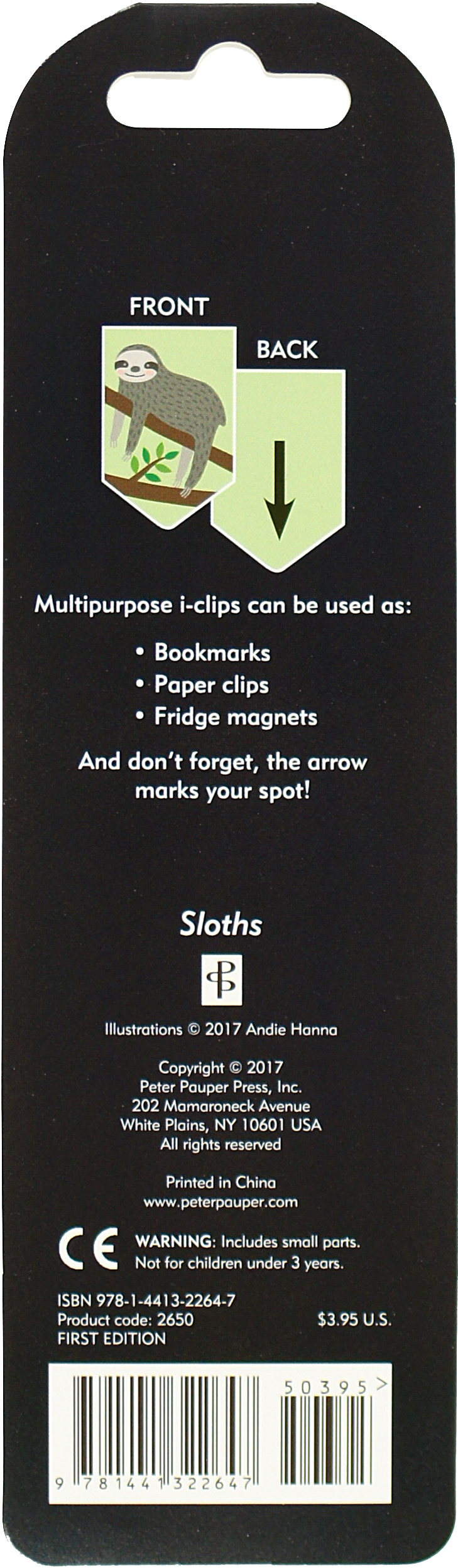 Peter Pauper Press - Sloths i-Clips Magnetic Page Markers