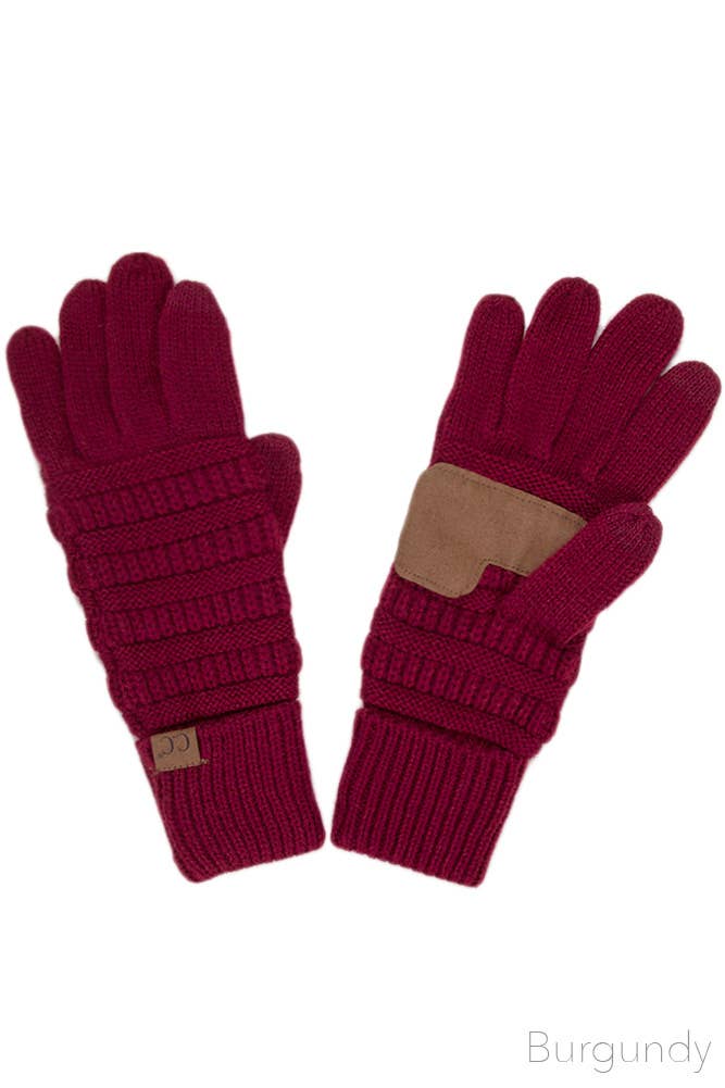 Hana - C.C Knitted Touch Screen Compatible Gloves: Black