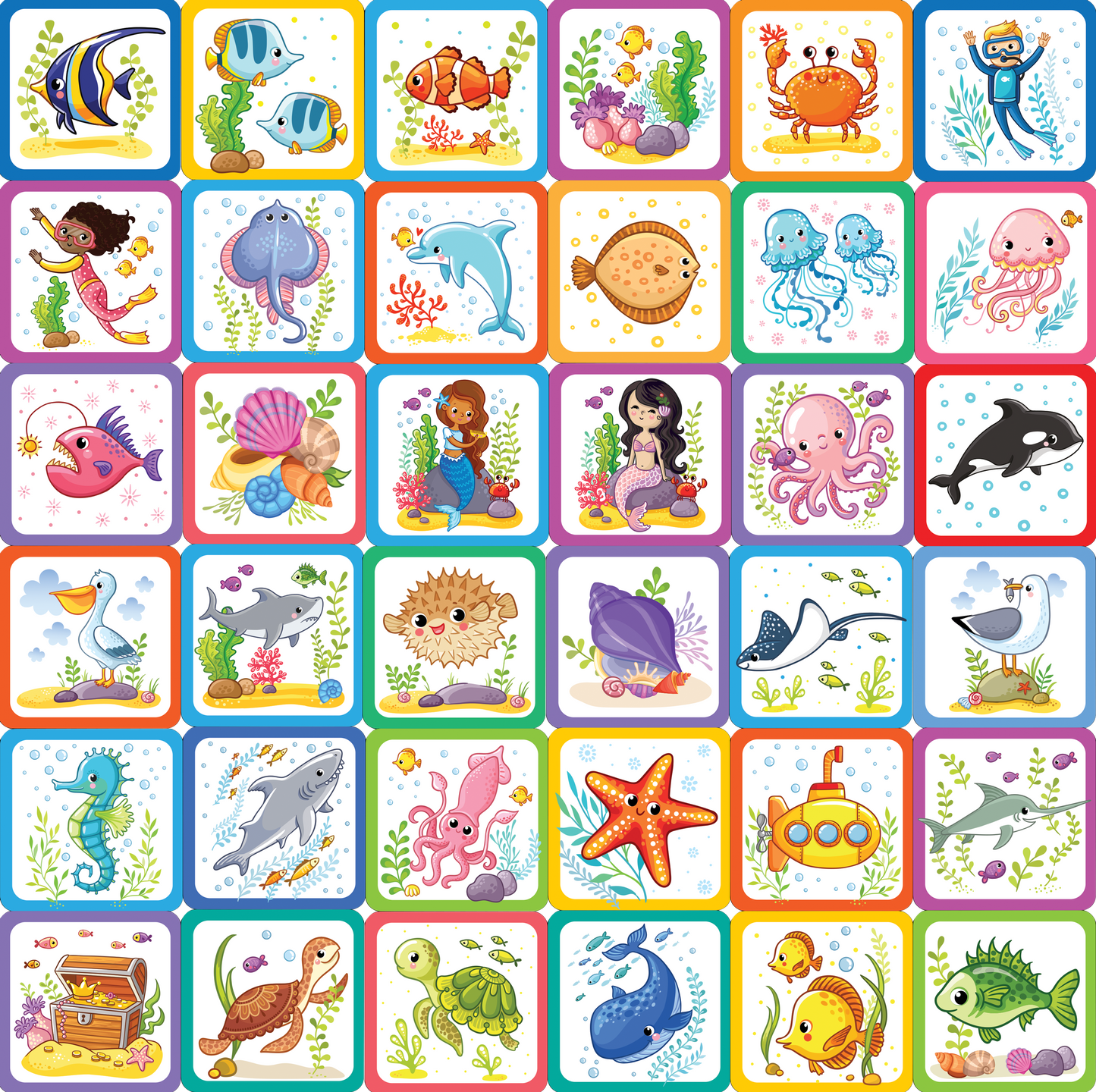 Peter Pauper Press - Under the Sea Memory Match Game (Set of 72 cards)