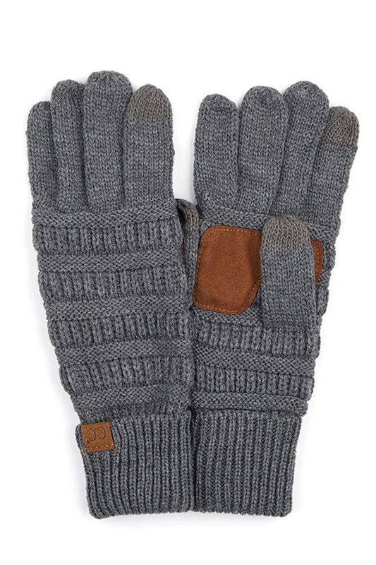 Hana - C.C Knitted Touch Screen Compatible Gloves: Dark Melange Gray