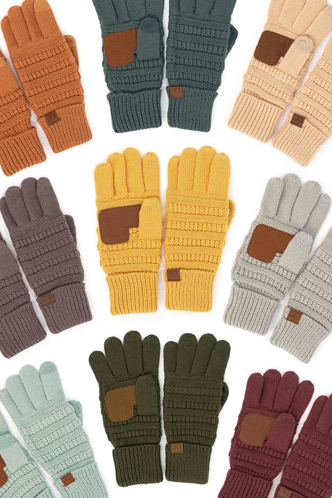 Hana - C.C Knitted Touch Screen Compatible Gloves: Winter Mint