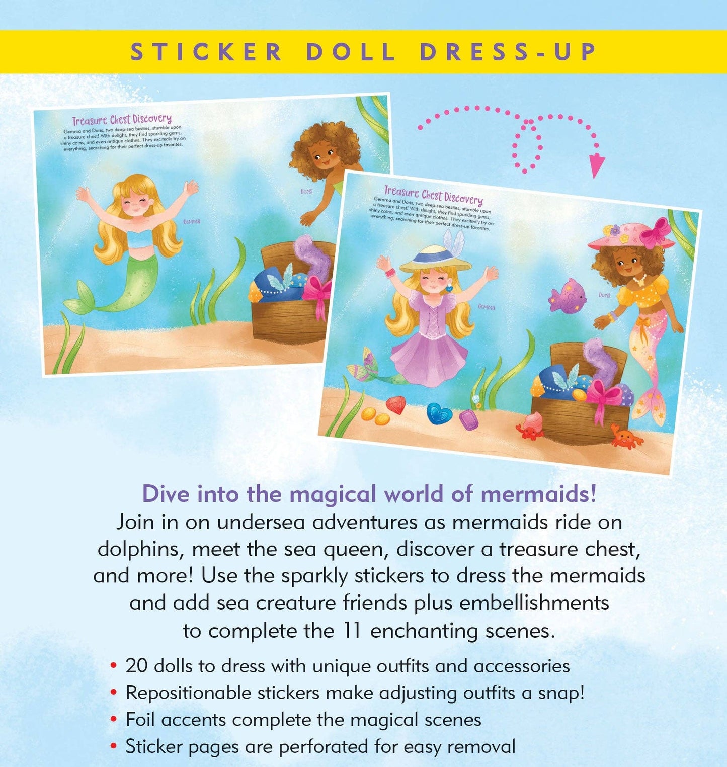 Peter Pauper Press - Mermaids Sticker Doll Dress-Up Book