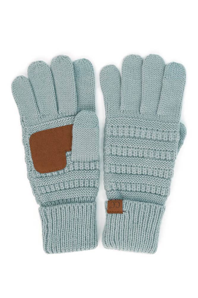 Hana - C.C Knitted Touch Screen Compatible Gloves: Winter Mint