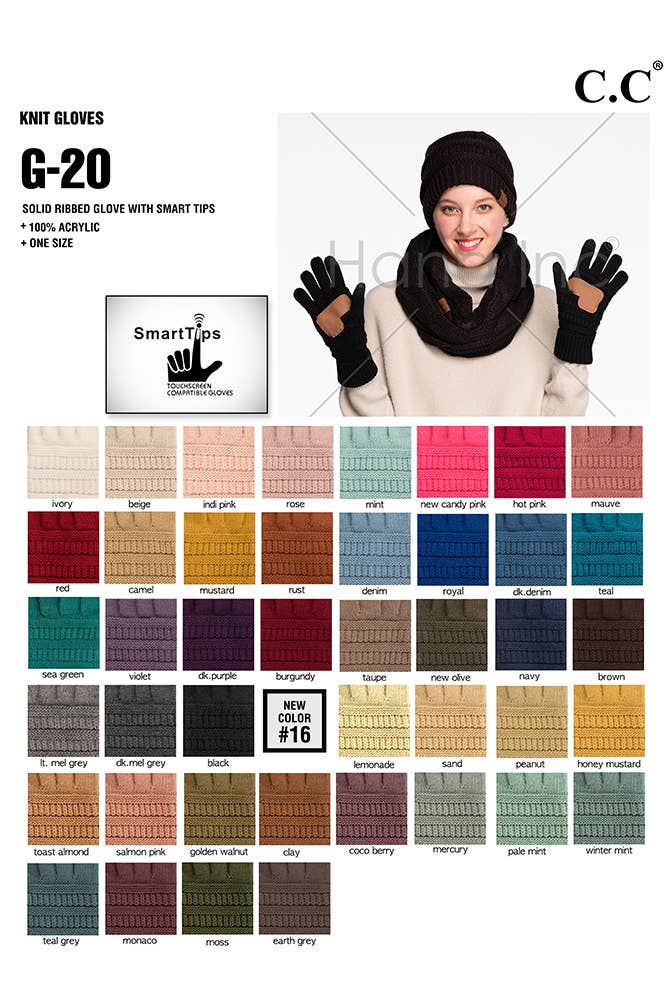 Hana - C.C Knitted Touch Screen Compatible Gloves: Dark Melange Gray