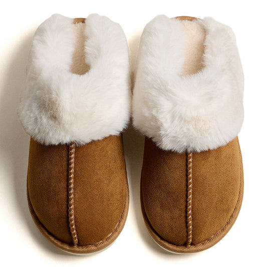 Hana - Sherpa Fur Home Warm Winter Slippers: Camel