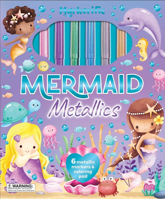 Markerific: Mermaid Metallics: Activity Folder with 6 Markers - Ingram