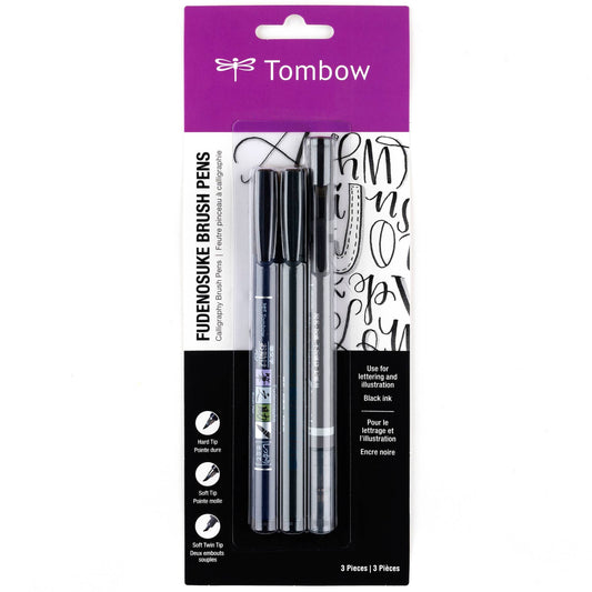 Tombow - Fudenosuke Calligraphy Brush Pens - 3-Pack