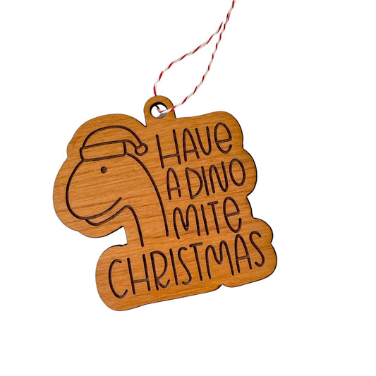 Have a Dino Mite Christmas Wooden Ornament